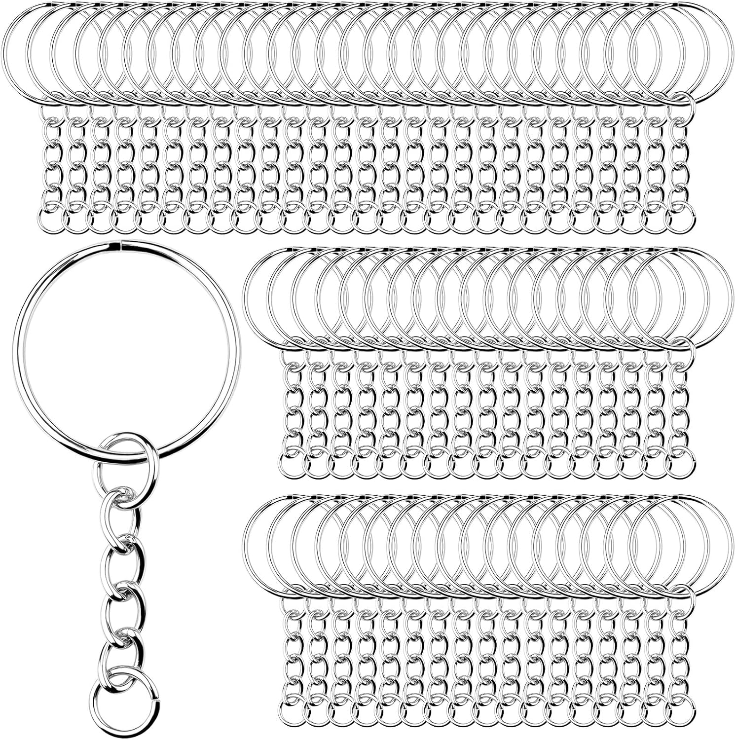 Schlüsselringe: 120 Stk, 25mm, silber